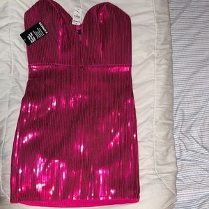 Sequins pink mini dress